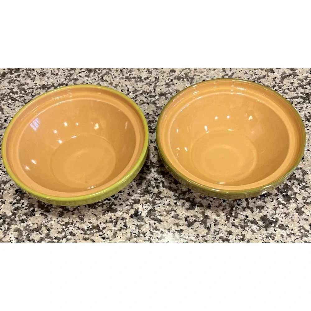Set Of 2 Val Do Sol Made in Portugal Serving Bowls Golden Yellow Green